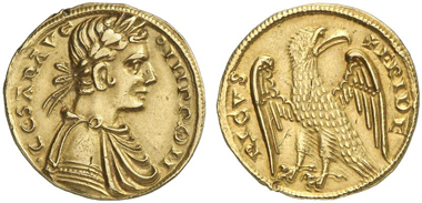 4119: Sicily (Italy). Frederick II, 1197/1220-1225. Augustalis, Messina, n. d. MEC 515var. Test cut at edge. Very fine to extremely fine. Estimate: 10,000 euros. Prize realized: 36,800 euros.