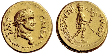 127: Aureus, Galba. Estimate: CHF 100,000. Realized: CHF 280,000.