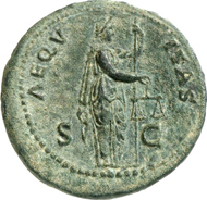 Lot 579. Roman Imperial Times. GALBA, 68-69. As, 69. RIC - (cf. 491f). Extremely rare variant. Dark-green, untouched patina. Extremely fine. Estimate: 1,500 euros. End result: 12,075 euros.