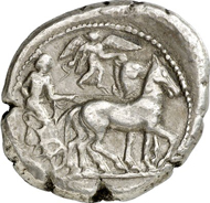 Lot 1172. Greeks / Sicily. SYRACUSE. Tetradrachm, 510-485. Boehringer 46. By Master of the Large Arethusa Heads. Good very fine. Estimate: 1,000 euros. End result: 12,650 euros.