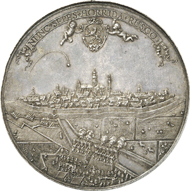 Lot 4051. Historical Medals / Netherlands. FREDERICK HENRY OF ORANGE-NASSAU, 1625-1647. Medal 1645 by J. von Loof on the capture of the city of Hulst. Extremely fine to mint state. Estimate: 6,000 euros. End result: 11,500 euros.