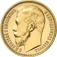 Lot 5132. Russia. NICHOLAS II, 1894-1917. Imperial - 10 rouble gold 1897, St. Petersburg Mint. Bitkin 319. Ex WCN A 46 (6/2011), 1100. Of utmost scarcity. About mint state. Estimate: 100,000 euros. End result: 172,500 euros.