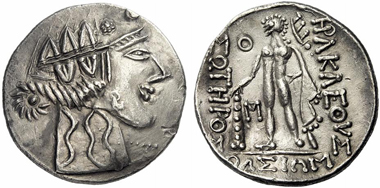 9: East Celts (Thrace). Imitation of a tetradrachm from Thasos, after 148 B. C. Lukanc 1263. Rare. Extremely fine. Starting price: 210 euros. Hammer price: 2,000 euros.