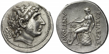 224: Antiochos I Soter, 281-261 (Syria). Tetradrachm, Smyrna, after 269. SC I 310.2. Rare. Extremely fine. Starting price: 1,200 euros. Hammer price: 6,500 euros.