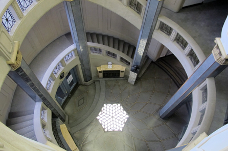 A view inside the headquarters' monumental staircase. Photograph: Schuler AG.