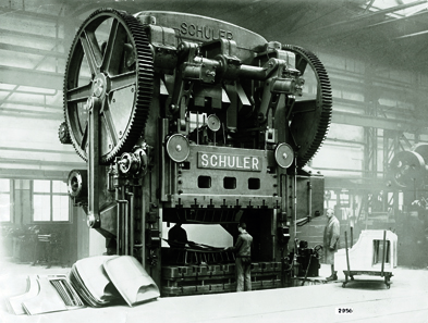 Opel applied a Schuler press in 1928, for the production of auto body panels. Photograph: Schuler AG.