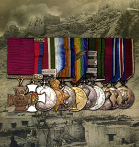 Grant's unique Tibet Victoria Cross medal group with Gyantse Jong in the background, estimate £200,000-250,000.