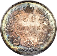 Lot 29584: Canada, Victoria, 50 cents, 1870. KM6. MS64+ PCGS. Realized: $70,500.