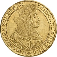 Lot 246: Holy Roman Empire. Leopold I. 10 ducats 1663, Breslau. Unedited, unique. Almost extremely fine. Estimate: 100,000,- euros. Hammer price: 140,000,- euros.