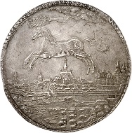 Lot 360: Brunswick-Lüneburg. Christian Ludwig, 1648-1665. Löser of 8 reichstalers 1654, Clausthal. Welter 1481. Probably unique. Very fine to extremely fine. Estimate: 100,000,- euros. Hammer price: 120,000 euros.