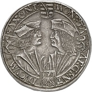 Lot 455: Saxony. Friedrich III der Weise, Georg and Johann, 1500-1507. Thick triple guldengroschen no date (1500-1507), Annaberg. Extremely rare. Very fine to extremely fine. Estimate: 75,000,- euros. Hammer price: 100,000,- euros.