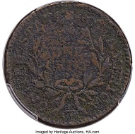 1795 1C Reeded Edge, S-79, B-9, Low R.7, PCGS Genuine. Realized: 192,000 USD.