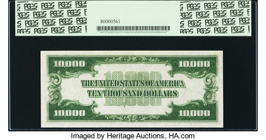 Fr. 2231-B $10,000 1934 Federal Reserve Note. PCGS Very Choice New 64. Realized: 144,000 USD.