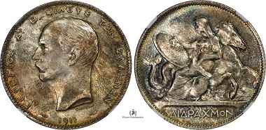 2 Drachmai 1911 Greece.
