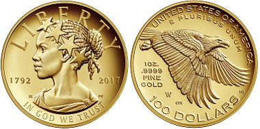 The American Liberty 225th Anniversary Gold Coin, issued in 2017. © United States Mint.