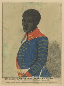 Williamson & Parsons, Toussaint L’Ouverture, Governor of St. Domingo. Hand-coloured etching, 330mm x 377mm, 1802 © the Trustees of the British Museum.
