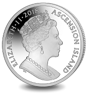Ascension Island / 1 Crown / sterling silver / 28.28g / 38.60mm / Mintage: 2,000 // also available as uncirculated in cupro-nickel: Mintage: 10,000.