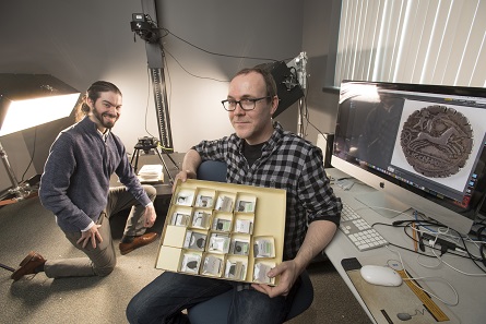 Rick Hale, in the foreground, and Aaron Hershkowitz, with the tools of their trade. Photo: Nick Romanenko, Rutgers University.