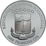 Equatorial Guinea / 1,000 Francos CFA / .999 silver / 1 oz. / 38.61 mm / Mintage: 1,750.