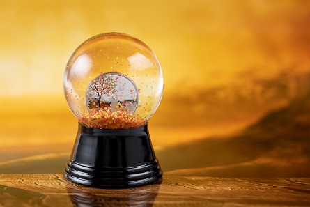 The Indian Globe coin is embedded in a Viennese snow globe.