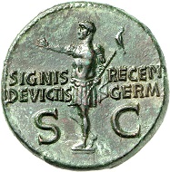 No. 165. Caligula for his brothers Nero, +31, and Drusus, +33. Dupondius, 37-38. RIC 34. Red-green patina. Gem. Estimate: 3,500 euros.