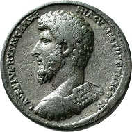 No. 198. Lucius Verus, 161-169. Bronze medallion, Rome, 164. Unedited unique specimen. Dark green patina. Nearly extremely fine. Estimate: 15,000 euros.