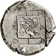 No. 2188: Mende (Macedonia). Tetradrachm, around 423. From Margaretha Ley collection, Numismatik Lanz auction 70 (1994), No. 51. Very rare. Extremely fine. Estimate: 40,000 euros.