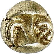 No. 2321: Ionia. Electrum hecte (1/6 stater), 7th / 6th cent. Very rare. Extremely fine. From Eberhard Link collection. Estimate: 600 euros.