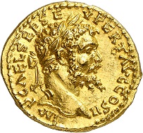 No. 2926: Septimius Severus, 193-211. Aureus, Emesa, 194. From Egon Beckenbauer collection, Kastner auction 10 (1976), No. 168. Extremely rare. FDC. Estimate: 35,000 euros.