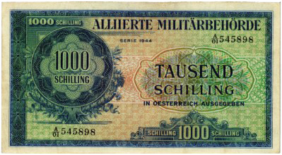 Lot 5342. Alliierte Militärbehörde, 1000 schillings 1944.