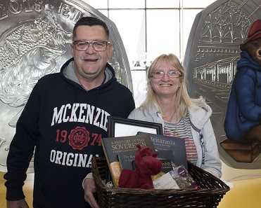 Jayne Roden received a generous gift basket as she became the 200,000th visitor of The Royal Mint Experience.