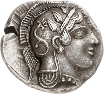 No. 16: Athens. Didrachm around 465. Starr 75 (this specimen). From the Salvesen and von Hoffmann Collection, Sotheby (1995), No. 57. Only about a dozen privately-owned specimens. The most beautiful known specimen. Extremely fine. Starting price: 150,000 CHF.