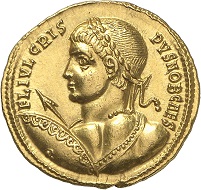 No. 65: Crispus, 317-326. Solidus 324, Nicomedia. From Vierordt Collection, Schulman Auction (March 5,1923), No. 2694, Mazzini plate XXX, 546 and Biaggi 2053, NGSA Auction 8 (2014), No. 143. An exceptional coin. Extremely fine. Starting price: 100,000 CHF.