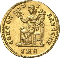No. 65: Crispus, 317-326. Solidus 324, Nicomedia. From Vierordt Collection, Schulman Auction (March 5,1923), No. 2694, Mazzini plate XXX, 546 and Biaggi 2053, NGSA Auction 8 (2014), No. 143. An exceptional coin. Extremely fine. Starting price: 100,000 CHF.