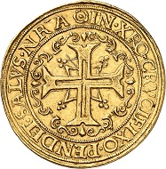 No. 111: Germany / Hamburg. 10 ducats or portugaleser, undated (1578-1582), Hamburg. An exceptional rare coin. Very fine. Starting price: 150,000 CHF.