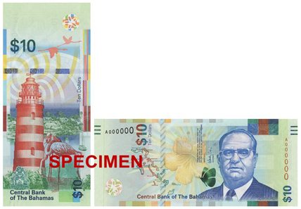 The new 10 Dollar banknote depicts Sir Stafford Sands. Photo: Central Bank of the Bahamas.