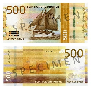 The 500 Kroner note depicts the life boat RS 14 “Stavanger”. Photo: Norges Bank.