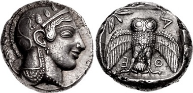 Lot 211: Attica, Athens. Dekadrachm, circa 469/5-460 BC. From the Spina Collection. EF, attractive deep gray tone, with iridescence around the devices. Superb metal quality for issue, and perfectly centered strike. Estimated at $500,000.