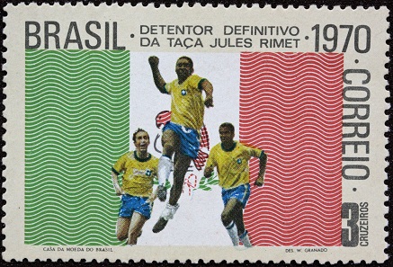 Brazilian stamp of 1970 celebrating the World Cup team.