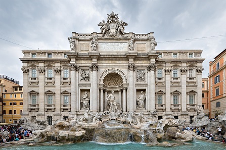 The Trevi Fountain in Rome is full of coins thrown in by tourists who want to make sure they will once return to the eternal city. Photo by DAVID ILIFF. License: CC-BY-SA 3.0