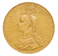 Victoria (1837-1901), London, 1887, Five Pounds, w. 39.9 g, diam. 36 mm.