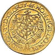No. 13: Bavaria. Albert V, 1550-1579. 2 ducats,1565, Munich. Very rare. Extremely fine to FDC. Estimate: 50,000 euros.