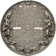 No. 369: Trinity Medal by Hans Reinhart the Elder 1544. Extremely rare. Original piece with soldered details. Estimate: 75,000 euros. It is one of about 15 original pieces, 10 of which are owned by museums.