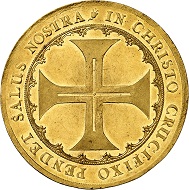 No. 131: Hamburg. Portugalöser worth 10 ducats n.d. (ca. 1645). From Vogel Collection part 3, Adolph Hess Nachf. Auction 192, Frankfurt 1928, no. 7681. Very rare. FDC. Estimate: 50,000 euros.