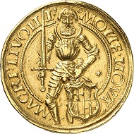 No. 704: Livonian Order. Walter von Plettenberg, 1494-1535. 10 ducats 1525. Very rare. Very fine to FDC. Estimate: 150,000 euros.