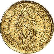 No. 704: Livonian Order. Walter von Plettenberg, 1494-1535. 10 ducats 1525. Very rare. Very fine to FDC. Estimate: 150,000 euros.