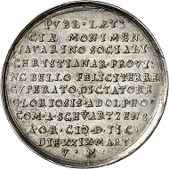 Silver medal by V. Maler on the reconquest of the fortress of Raab on March 29, 1598. From Künker auction 316 (January 31, 2019), No. 525. Price: 1,000 euros.