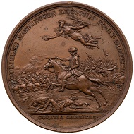 William Washington / Battle of the Cowpens. Early restrike from original dies. AE bronze medal. 1781. 45 mm.