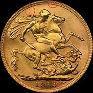 Counterfeit 1913 Great Britain Sovereign No. 2.