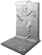 This commemorative coin marking the Fall of the Berlin Wall is struck in a special shape.